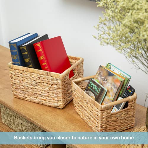 Natural Water Hyacinth storage basket with Handle (3 Count)