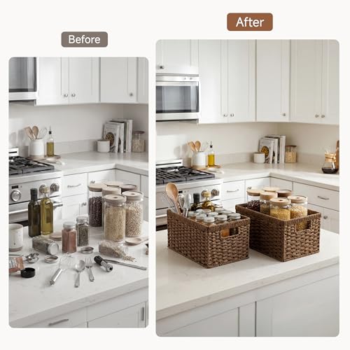 Rectangular Wicker Storage Baskets for Organizing (2 Count)
