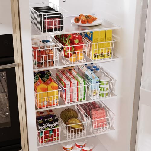 Upright Freezer Organizer Bins Metal Wire Storage Container Basket (4 Count)