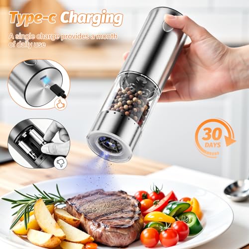 Rechargeable Electric Salt and Pepper Grinder Set (2 Count)