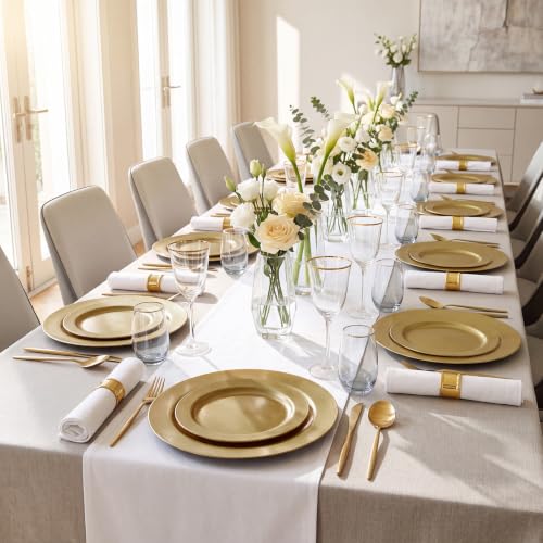 102 Pcs Solid Dark Gold Plastic Plates (51 Count)