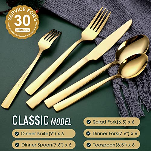 Gold Silverware Set (30 Count)