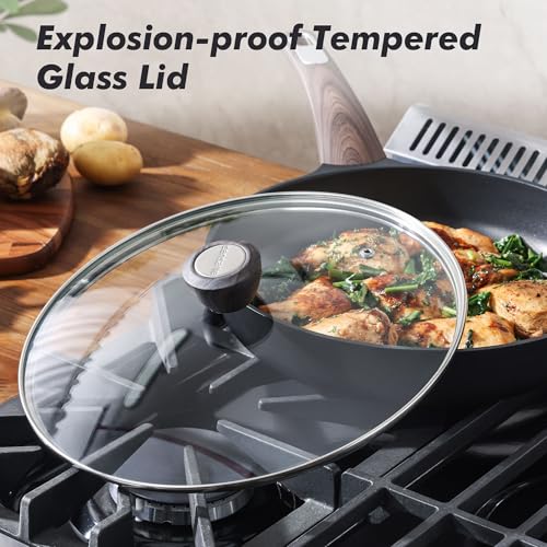 11inch Nonstick Frying Pan Paella Pan with Lid