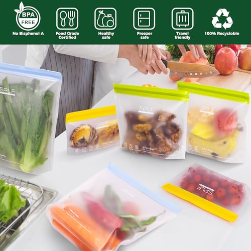 8 Pack Stand Up Reusable Half Gallon Freezer Bags Dishwasher Safe (8 Count)