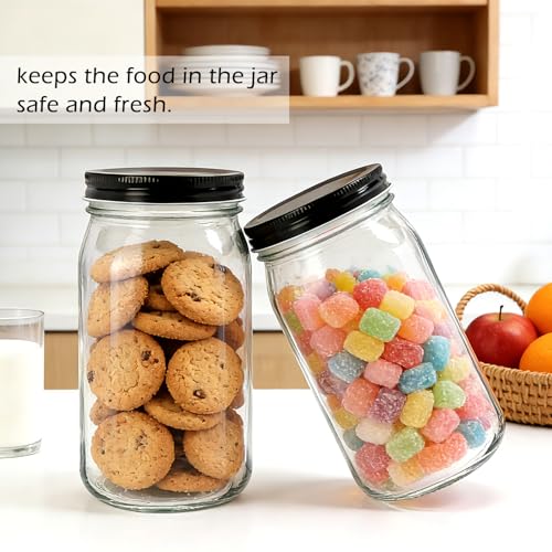 32 OZ Glass Jars with Lids Set of 12 (32 Ounce)