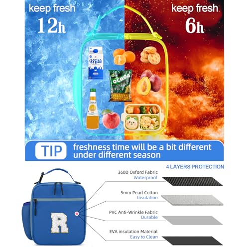 Lunch Box Kids Large Initial Insulated Lunch Bag for Girls