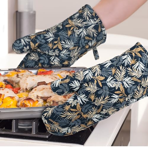 Oven Mitt Extra Long Cotton Cooking Kitchen Mitts with Non (2 Count)