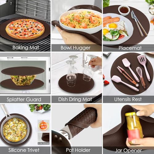 Brown Silicone Microwave Mat 12 inch Extra Large Multi