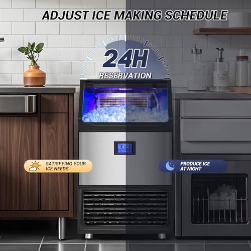 450Lbs 24H Under Counter Commercial Ice Machine with 160LBS Large Storage Bin