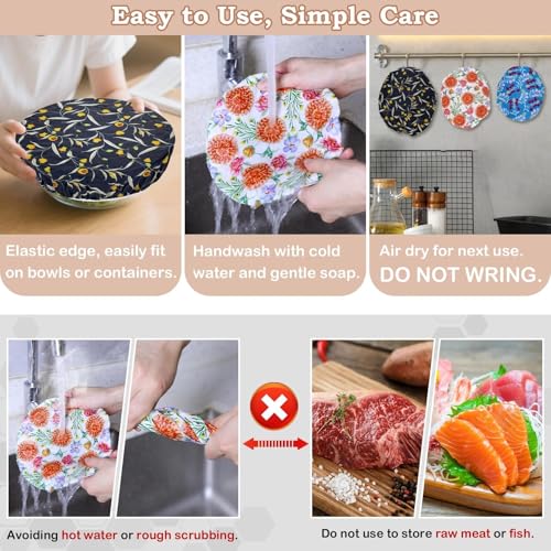 5Pcs Reusable Beeswax Elastic Bowl Covers for Bread Proofing and Food Cover (5 Count)