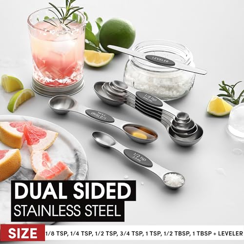 Stainless Steel Magnetic Measuring Spoons Set of 8