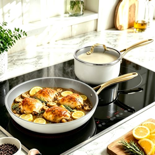 White 10 Piece Ceramic Cookware Set