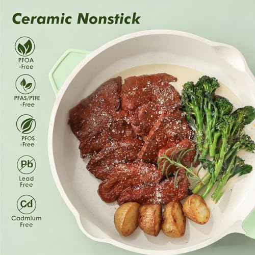 Nonstick Ceramic Skillet with Lid 12