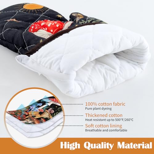 Mushroom Oven Mitts and Pot Holders Set (4 Count)
