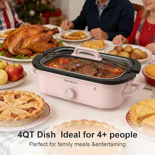 4 Quart Slow Cooker with Casserole Manual Warm Setting
