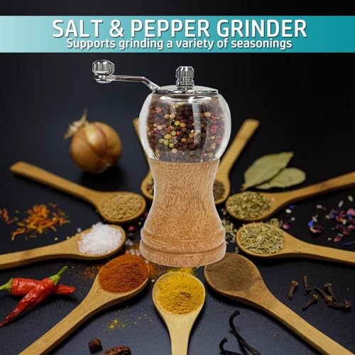 Salt and Pepper Mill Set Manual Wooden Pepper Grinder Set 5in Fresh Spice