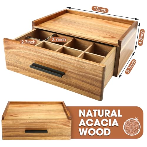 Acacia Wood Tea Bag Organizer with Drawer