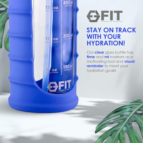 32 oz Glass Water Bottle with Time Marker