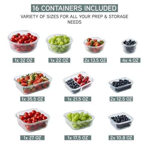 Premium 32 Pc. Borosilicate Glass Food Container Set with Dividers