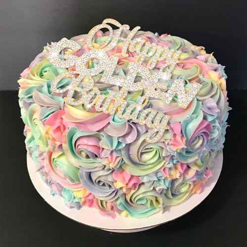 Happy Golden Birthday Cake Topper Rhinestones Golden Birthday Cake Toppers