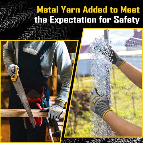 120 Pairs A6 PU Cut Resistant Safety Work Gloves with Grip (120 Count)