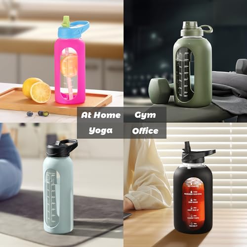 40 oz Glass Water Bottle with Straw