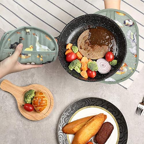 Pot Holders with Transparent Clear Silicone Shell and Nice Duck Flower (2 Count)