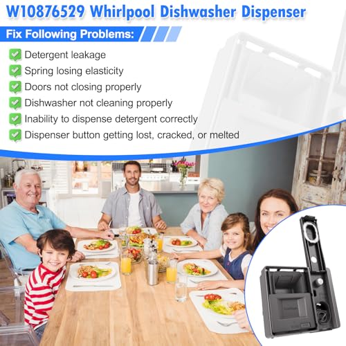 Upgraded W10876529 Dishwasher Detergent Dispenser Compatible with Whirlpool Kenmore Jenn