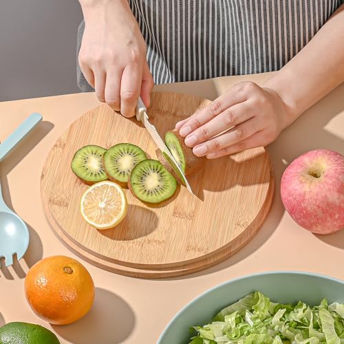 Bamboo Fiber Salad Bowl with Servers Set Large 9.8inches Nature Bamboo Mixing Bowl with Servers with Lid Spoon and Fork for Fruits