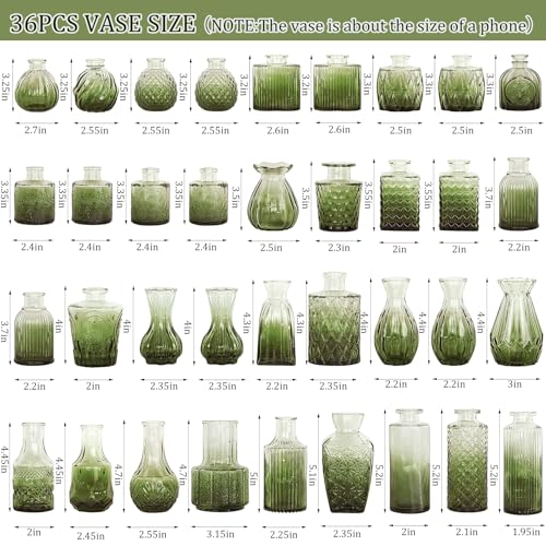 Set of 36 Glass Bud Vases Small Flower Vases for Centerpieces (36 Count)