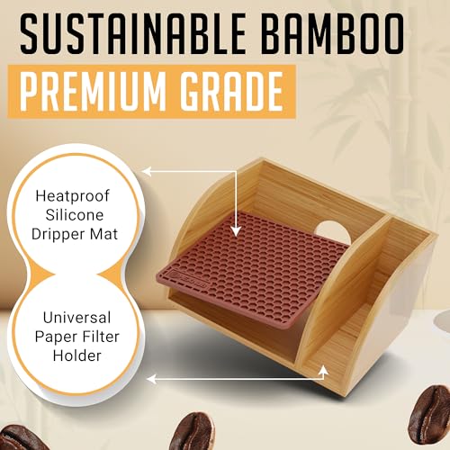 Pour Over Caddy with Lid for Chemex Bodum Cosori Coffee Makers Brown