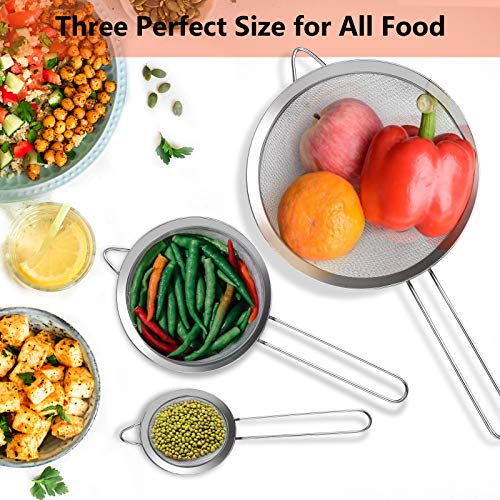 3Pcs Super Wire Extra Fine Mesh Strainer with Handle (3 Count)