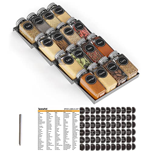 Spice Drawer Organizer with 16 Spice Jars