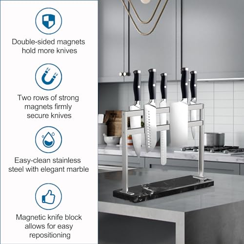 Magnetic Knife Block with Marble Base