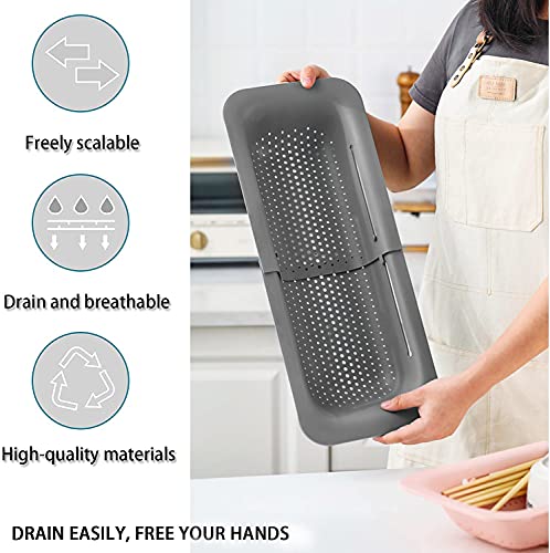Collapsible Sink Colanders and Strainers Basket Extendable Plastic Fruit Vegetable Strainer Drainer Basket for Kitchen