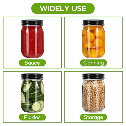 Glass Mason Jars 16 oz (16 Fl Oz)
