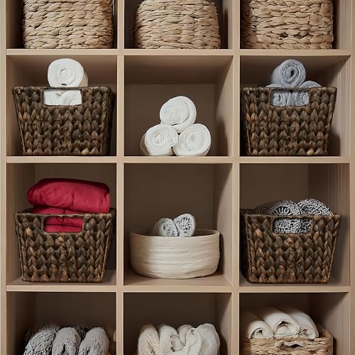 Set of 4 Water Hyacinth Storage Baskets with Handles (4 Count)