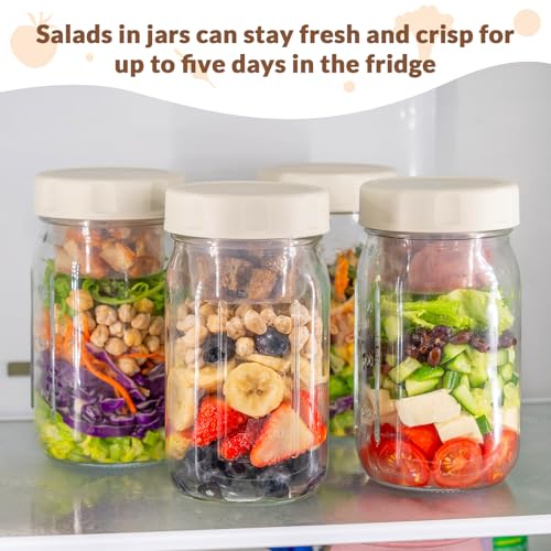 4 Pack Glass Salad Jars with Lids Meal Prep (4 Count)