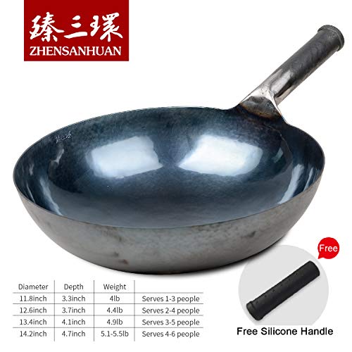 ZhenSanHuan HandHammered Carbon Steel Stir Fry Wok NoCoating