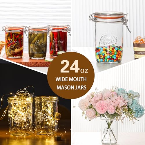 24oz Wide Mouth Mason Jars (6 Count)