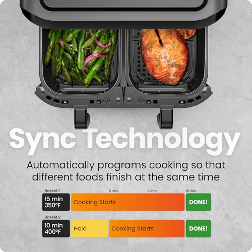 6 Quart Dual Basket Air Fryer Oven with Easy View Windows (2 Count)