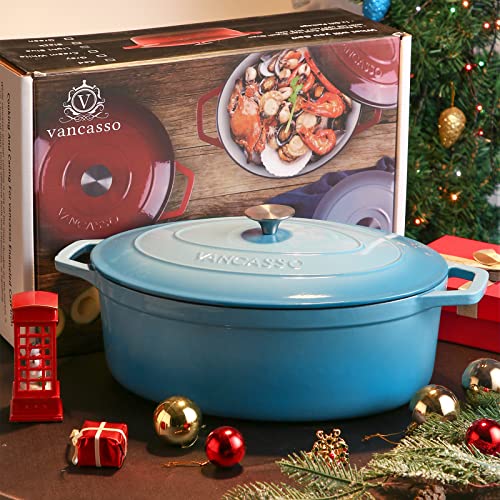 9.3 Qt Oval Enameled Cast Iron Dutch Oven with Lid