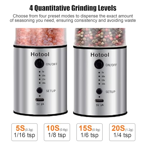 8oz Rechargeable Electric Salt and Pepper Grinder Set (2 Count)