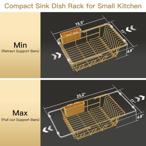 Gold Dish Drying Rack in Sink