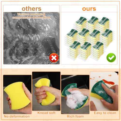 50 Pcs Individually Wrapped Sponges Uncompressed Green (100 Count)