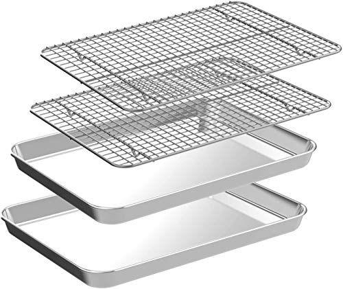 Quarter Sheet Pan with Cooling Rack Set [2 Baking Sheets + 2 Baking Racks]