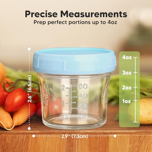 12pk 4oz Glass Baby Food Containers with Lids (12 Count)