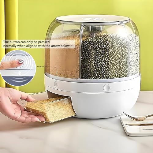 Rotating Grain Storage Bin 6 Grids Rice Container One