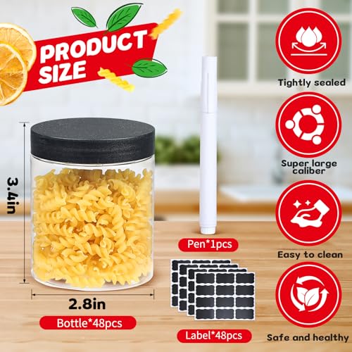 48 PCS 8 OZ Plastic Jars with Screw On Lids (8 Count)