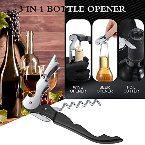 Waiter Corkscrew Wine Openers Heavy Duty Hinges Wine Key Bottle Opener All in One Double Hinged Waiter's Corkscrew with Foil Cutter Wine Tools for Bartenders Servers Sommelier (100 Count)
